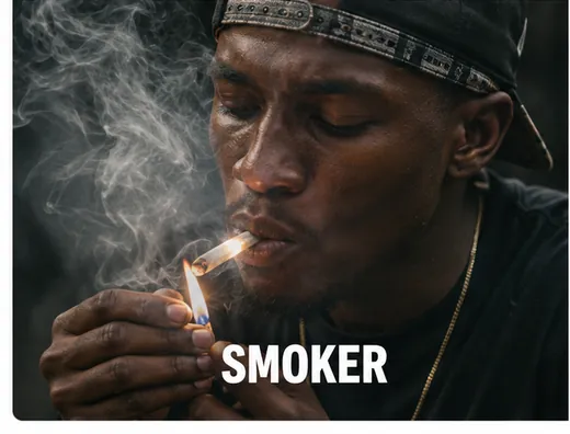 A young man lighting a cigarette
